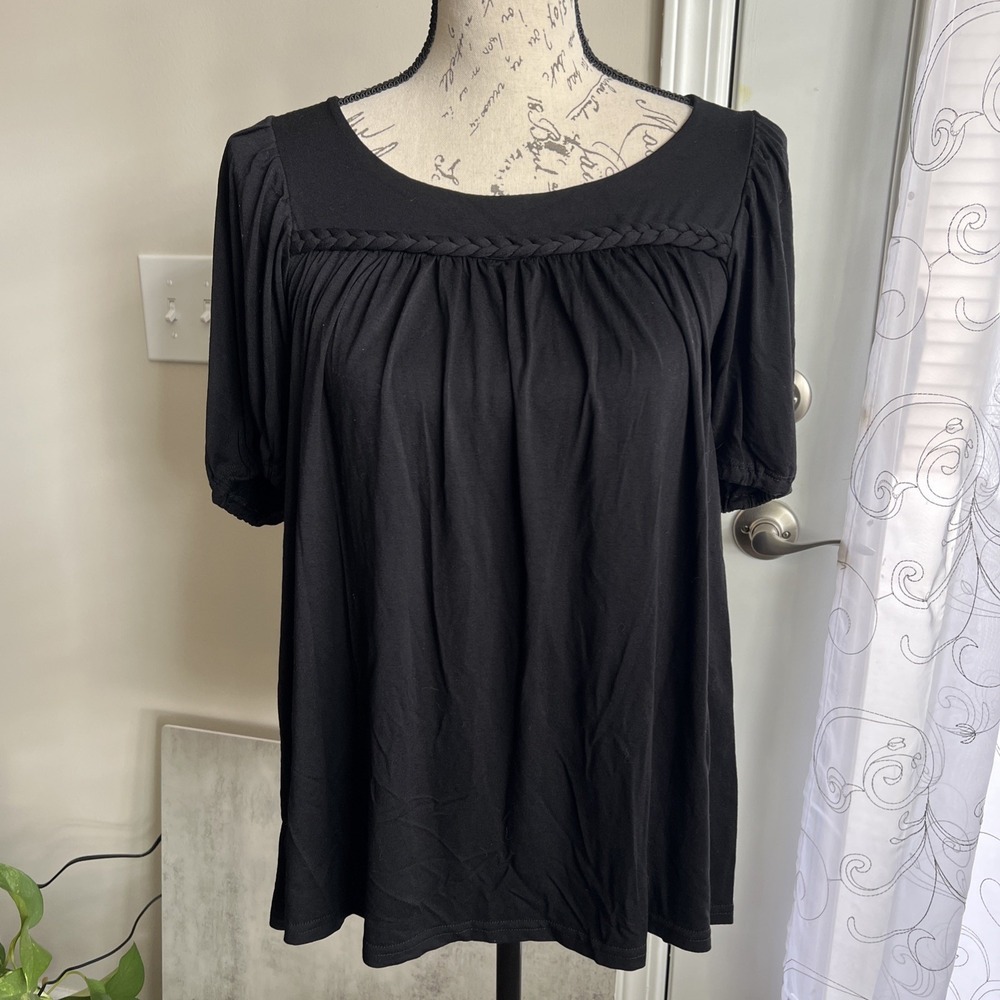 Caroll‎ Loose Fit Top Women's Small (T36 French) Black Braided Made In France